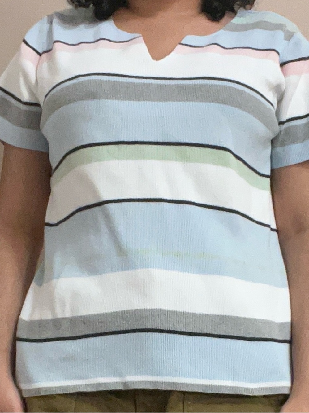 Women’s Size Medium Cotton KnitLiz Claiborne Multicolor Striped Short Sleeve Top